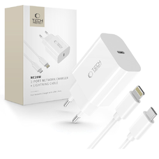 Tech-protect Nc20w 1-port Hálózati töltő Pd20w + Lightning Kábel Fehér