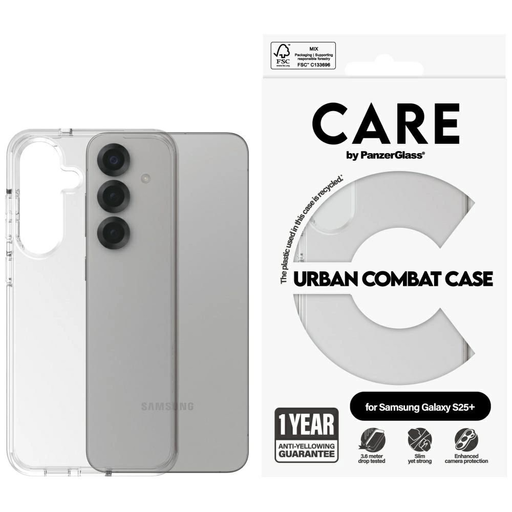 CARE by PanzerGlass Flagship Urban Combat tok Samsung Galaxy S25 Plus - Átlátszó CARE by PanzerGlass Flagship Urban Combat tok Samsung Galaxy S25 Plus - Átlátszó