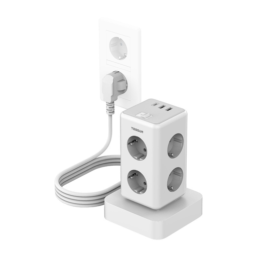 Tessan TS-306TS-C hálózati elosztó USB porttal (fehér)