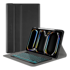  Techsuit - CozyTab tok (ceruzatartóval/RGB vezeték nélküli mágneses billentyűzettel) - iPad Pro 13 (2024) - Fekete