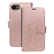 MEZZO fliptok iPhone 16e (SE 4 2025) mackó rózsaarany tok