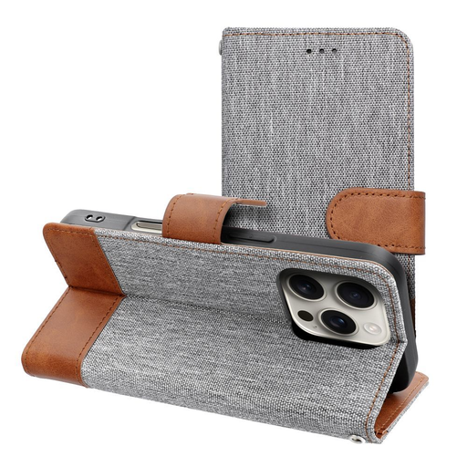 JEANS fliptok iPhone 16e szürke JEANS fliptok iPhone 16e szürke