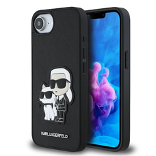 Karl Lagerfeld PU Saffiano Karl és Choupette tok iPhone 16e-hez fekete