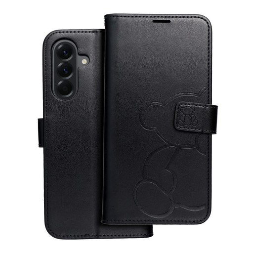 MEZZO fliptok Samsung Galaxy A56 5G teddy bear fekete tok MEZZO fliptok Samsung Galaxy A56 5G teddy bear fekete tok