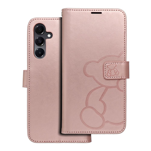 MEZZO fliptok Samsung Galaxy A16 5G teddy bear rózsaarany színben tok MEZZO fliptok Samsung Galaxy A16 5G teddy bear rózsaarany színben tok