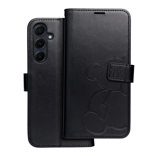 MEZZO fliptok Samsung Galaxy A55 5G teddy bear fekete tok