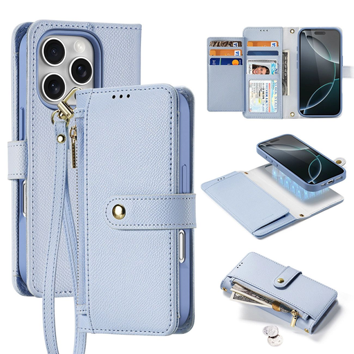 Dux Ducis Lawa iPhone 16 Pro Bőr Tok Levehető Mágneses Tárcával - Kék Tok Dux Ducis Lawa iPhone 16 Pro Bőr Tok Levehető Mágneses Tárcával - Kék Tok