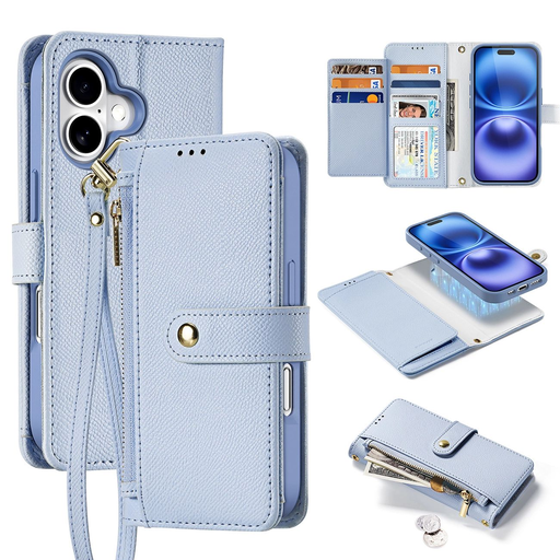 Dux Ducis Lawa iPhone 16 bőrtok levehető mágneses pénztárcával - Kék tok Dux Ducis Lawa iPhone 16 bőrtok levehető mágneses pénztárcával - Kék tok