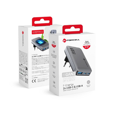 FORCELL F-ENERGY GaN VT-47 Ultra Slim utazó töltő 2 x Type C + USB A PD QC4.0 4A 65W szürke
