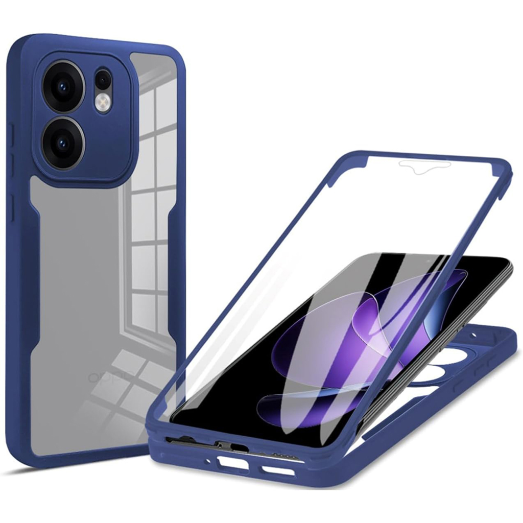  Techsuit - ColorVerse 360 Sorozat + Képernyővédő - Oppo Reno13 F 4G / Reno13 F 5G / Reno13 FS 5G - Kék tok - 1