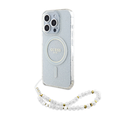Guess IML Glitter Pearl Pántos MagSafe tok iPhone 15 Pro Max átlátszó tok