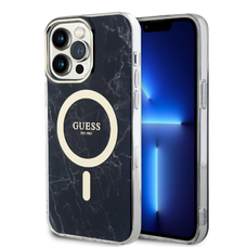 Guess IML Marble MagSafe tok iPhone 13 Pro Max fekete tok