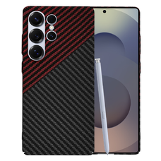 Techsuit - Szénszálás Váz - Samsung Galaxy S25 Ultra - Vörös Vortex tok