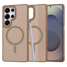  Techsuit - HaloFrost MagSafe Széria - Samsung Galaxy S25 Ultra - Homokkő Barna tok