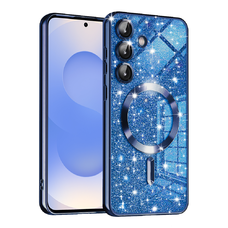  Techsuit - Luxuskivitelű Csillogó MagSafe - Samsung Galaxy S25 - Mélykék tok