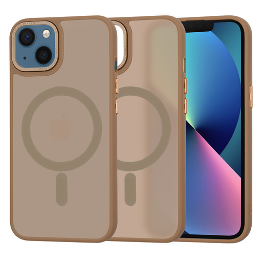 Techsuit - HaloFrost MagSafe sorozat - iPhone 13 - Homokkő barna tok Techsuit - HaloFrost MagSafe sorozat - iPhone 13 - Homokkő barna tok