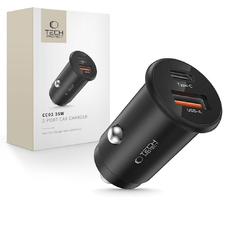 Tech-Protect Cc02 2-portos autós töltő Pd35w/qc3.0 fekete