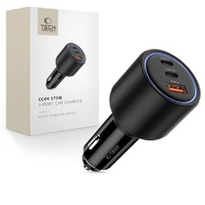 Tech-protect Cc04 3-portos autós töltő Pd175w fekete