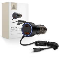 Tech-protect Cc05 2-port Autós Töltő Pd60w + Kábel Fekete