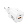 FORCELL F-ENERGY Mini GaN III VT-35C utazó töltő 1 x Type C + 1x USB A csatlakozóval, PD QC4.0 35W fehér - 0. kép