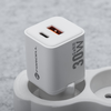 FORCELL F-ENERGY Mini GaN III VT-35 utazótöltő 1 x Type C + 1x USB A csatlakozóval, PD QC4.0 30W fehér - 1. kép