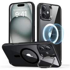  ESR - Klasszikus Hibrid HaloLock Kitámasztó - iPhone 16 Plus - Átlátszó Fekete tok