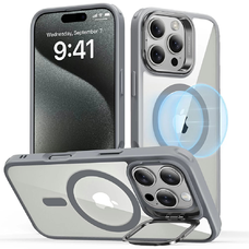  ESR - Klasszikus Hibrid HaloLock Kitámasztó - iPhone 16 Pro - Szürke Átlátszó tok