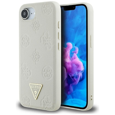GUESS tok iPhone 16e (SE 4 2025) kompatibilis MagSafe GUHMPSE4PGBTME (Grained PU Hot Stamp Peony Triangle Logo) bézs tok