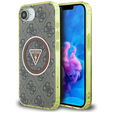 GUESS tok iPhone 16e (SE 4 2025) kompatibilis MagSafe GUHMPSE4HG4PRTGW (IML Fém Csillám 4G Kör Háromszög) barna tok
