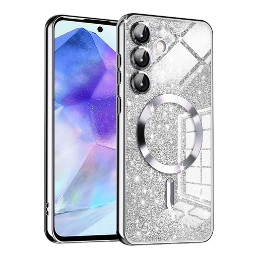 Techsuit - Luxus Csillogó MagSafe - Samsung Galaxy A55 5G - Ezüst tok Techsuit - Luxus Csillogó MagSafe - Samsung Galaxy A55 5G - Ezüst tok