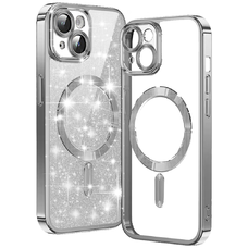  Techsuit - Luxus Csillogó MagSafe - iPhone 14 - Ezüst tok