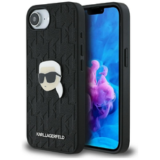 KARL LAGERFELD tok IPHONE 16e (SE 4 2025) KLHCPSE4PGKLKIPK (PU Monogram K. Head Pin) fekete tok