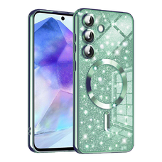  Techsuit - Luxus Csillogó MagSafe - Samsung Galaxy A55 5G - Világoszöld tok