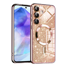 Techsuit - Luxus Csillogó MagSafe - Samsung Galaxy A55 5G - Rózsaarany tok