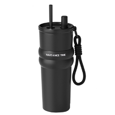  Techsuit - Thermos (THM7) - Autós pohár, Egyetlen pipetta, 316-os rozsdamentes acél, 710ml - Fekete