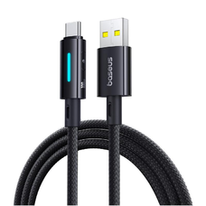 Baseus Lit gomb-vezérléses gyorstöltő adatkábel USB-A to USB-C 100W 1m kozmikus fekete