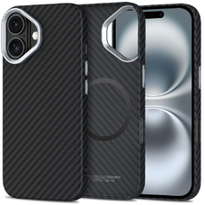 Tech-protect Ion Carbon Magsafe iPhone 16 fekete/ezüst tok