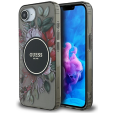 Original GUESS IML Flowers MagSafe tok iPhone 16e fekete tok