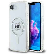 Original Pouch KARL LAGERFELD IML Metal Choupette Head MagSafe iPhone 16e tok fehér