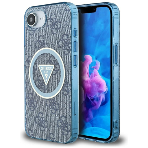 Guess - IML Metal Glitter 4G Kör Háromszög MagSafe (GUHMPSE4HG4PRTGB) - iPhone 16e - Kék tok Guess - IML Metal Glitter 4G Kör Háromszög MagSafe (GUHMPSE4HG4PRTGB) - iPhone 16e - Kék tok