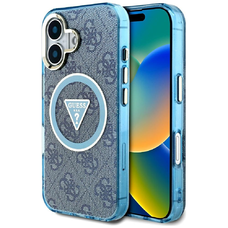  Guess - IML Fém Csillogó 4G Kör Háromszög MagSafe (GUHMP16SHG4PRTGB) - iPhone 16 - Kék tok