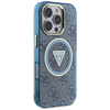  Guess - IML Metal Glitter 4G Körtéglalap Háromszög MagSafe (GUHMP16LHG4PRTGB) - iPhone 16 Pro - Kék tok - 4. kép