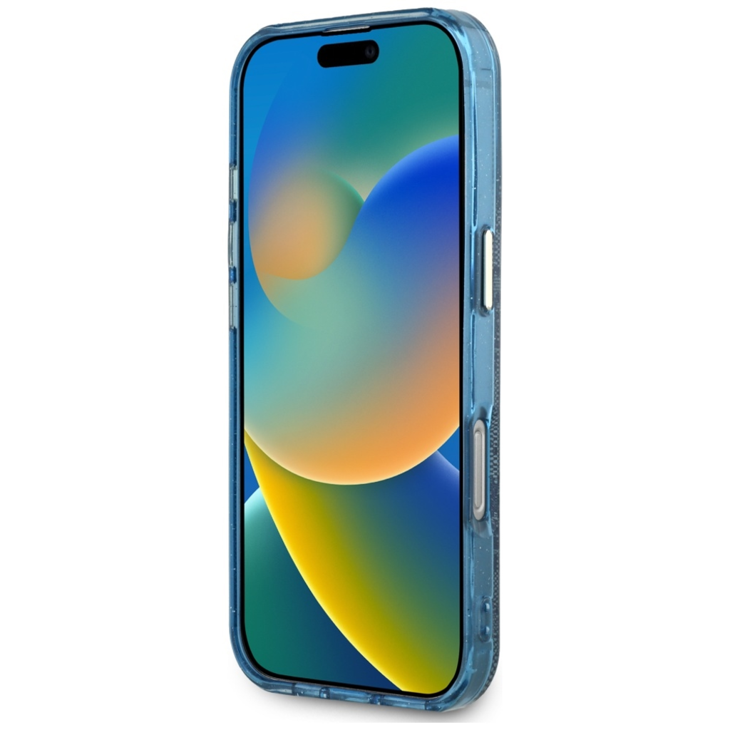  iPhone 16 Pro Max Kék Guess - IML Fém Csillámos 4G Kör Háromszög MagSafe tok (GUHMP16XHG4PRTGB) - 10