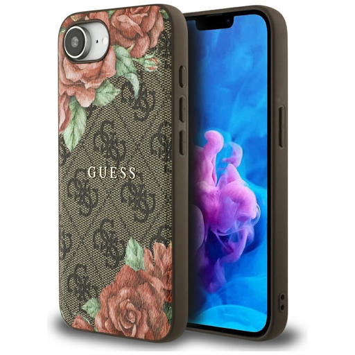  Guess - Hardcase 4G Virágmintás MagSafe (GUHMPSE4P4ROPEMCW) - iPhone 16e - Barna tok