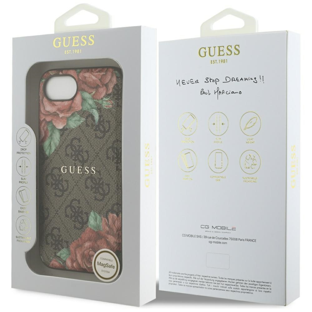  iPhone 16e Barna Guess Hardcase 4G Virágmintás MagSafe (GUHMPSE4P4ROPEMCW) tok - 7