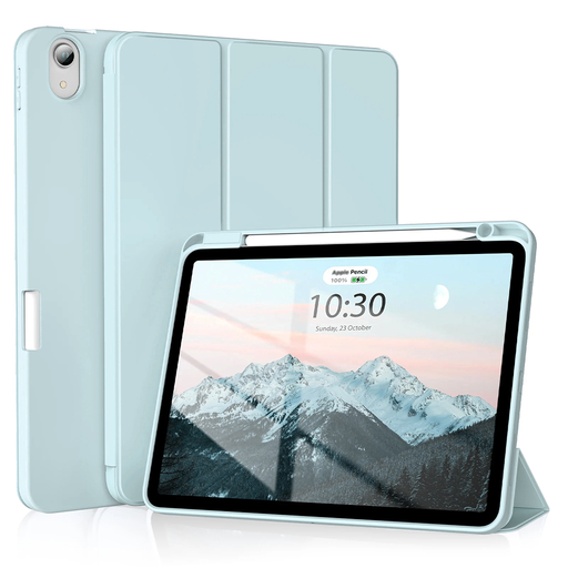 Techsuit - Rugalmas háromszorosan hajtható tok (ceruzatartóval) - iPad Air 4 (2020) / Air 5 (2022) - Égkék Techsuit - Rugalmas háromszorosan hajtható tok (ceruzatartóval) - iPad Air 4 (2020) / Air 5 (2022) - Égkék