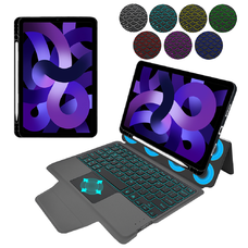  Techsuit - KeyTab Pro (RGB Vezeték nélküli Billentyűzettel / Stylus Tolltartóval) - iPad Air 4 (2020) / Air 5 (2022) / Air 11 (2024) - Fekete tok