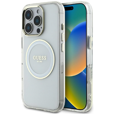 Original GUESS IML Metal Colored Circle Classic Logo MagSafe tok iPhone 16 Pro Max fehér tok