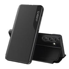 Eco Leather View Case elegáns fliptok állvánnyal Samsung Galaxy S25 Edge-hez - fekete tok
