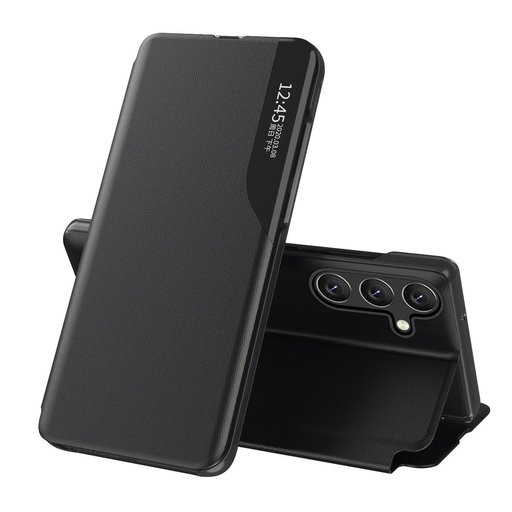 Eco Leather View Case elegáns fliptok állvánnyal Samsung Galaxy S25 Edge-hez - fekete tok Eco Leather View Case elegáns fliptok állvánnyal Samsung Galaxy S25 Edge-hez - fekete tok